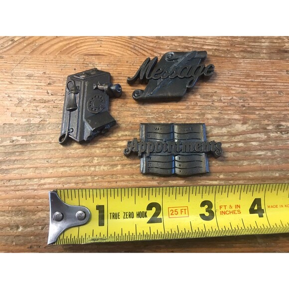 Vintage Organization Magnet Lot of 3 Brass Tone Messages Appointments Notes - Picture 2 of 3